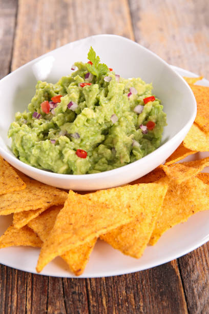 istock guacamole with tortilla chip 909468486