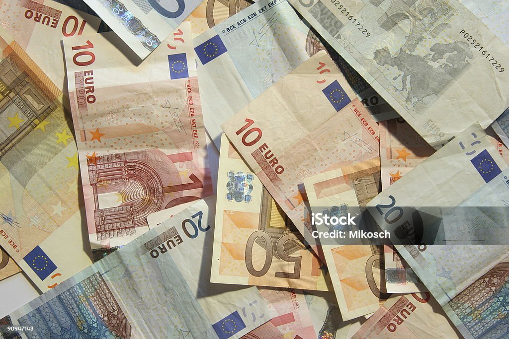 Euro notes A selection of euro notes Blue Stock Photo