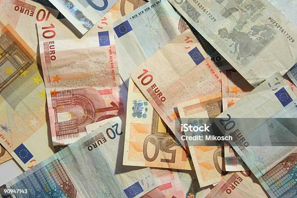 Euro Notes Stock Photo - Download Image Now - Blue, Brown, Coin Bank