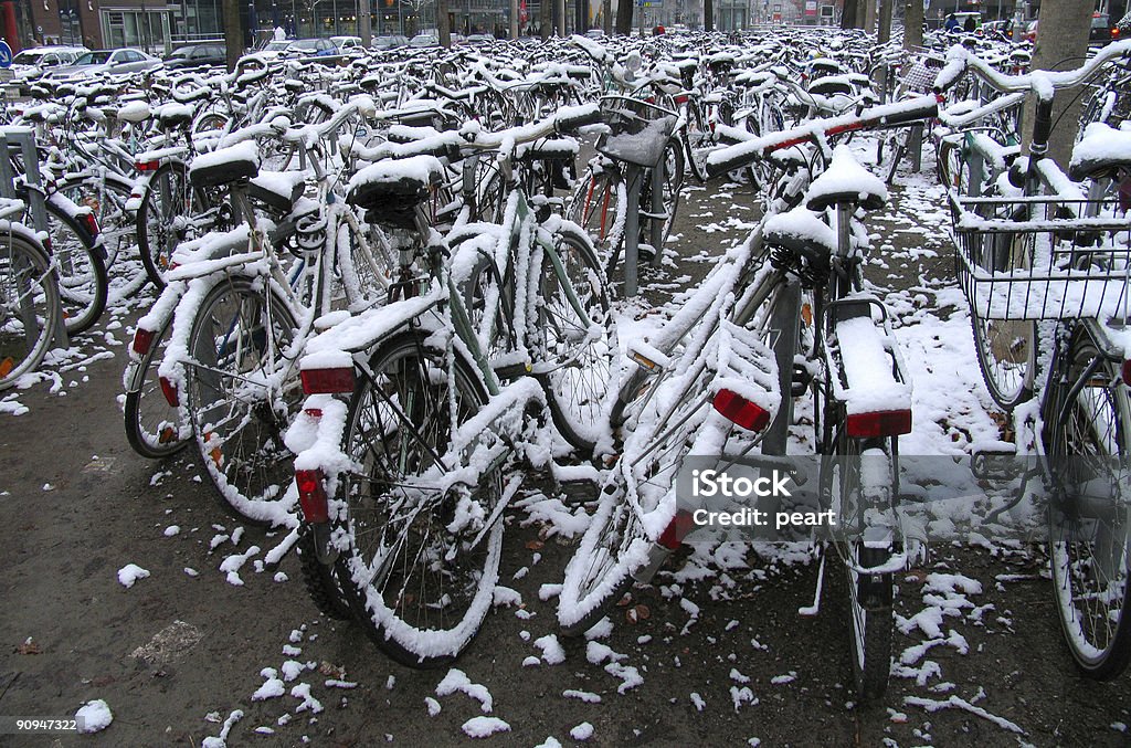 스노이 자전거 - 로열티 프리 Bicycle Parking Station 스톡 사진