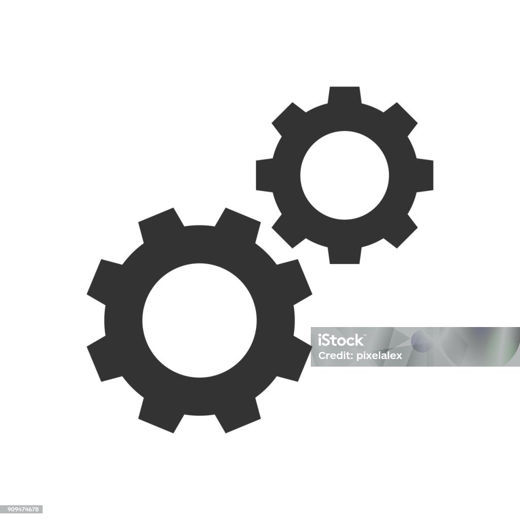 Cogwheels black icon Cogwheels black icon on white Gear - Mechanism stock vector