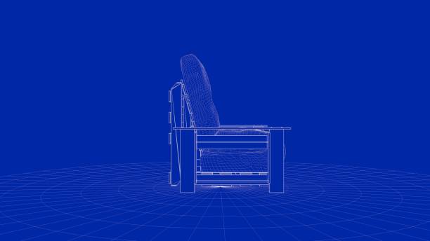 istock 3d rendering of an outline chair object 909475374