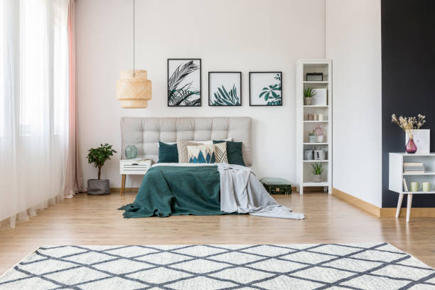 istock Posters in contrast bedroom interior 909476104
