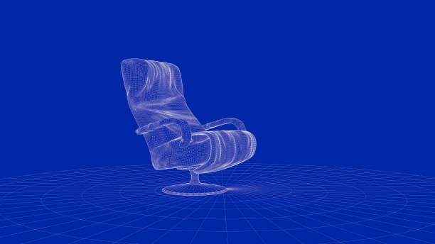 istock 3d rendering of an outline chair object 909478408