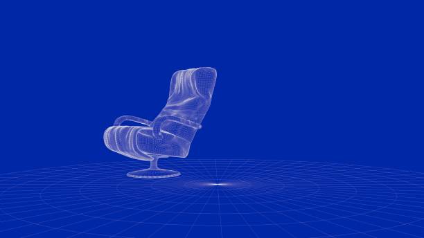 istock 3d rendering of an outline chair object 909480806