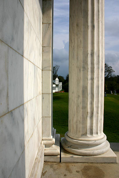 Looking through the columns stock photo