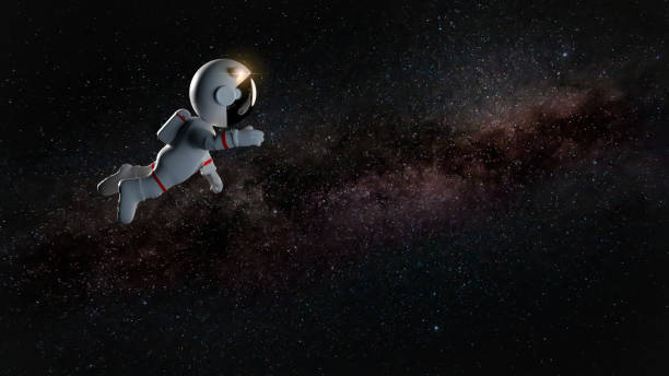 istock cartoon astronaut character in white space suit floating in zero gravity space (3d render) 909485984