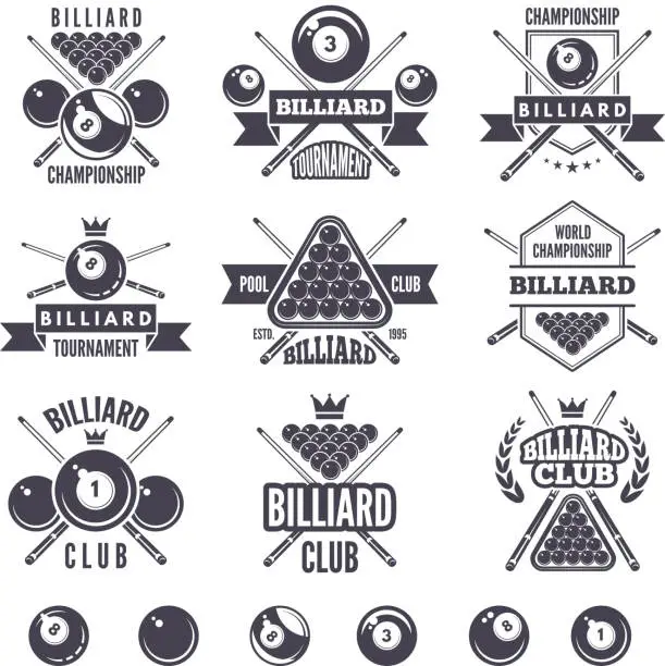 Vector illustration of Logos set for billiard club