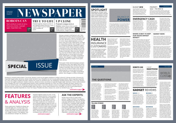 Vector design template of newspaper Vector design template of newspaper. Newspaper page layout, journal modular publication illustration modern magazine layout stock illustrations