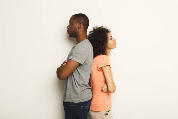 istock Break up, upset couple back to back after quarrel 909493484