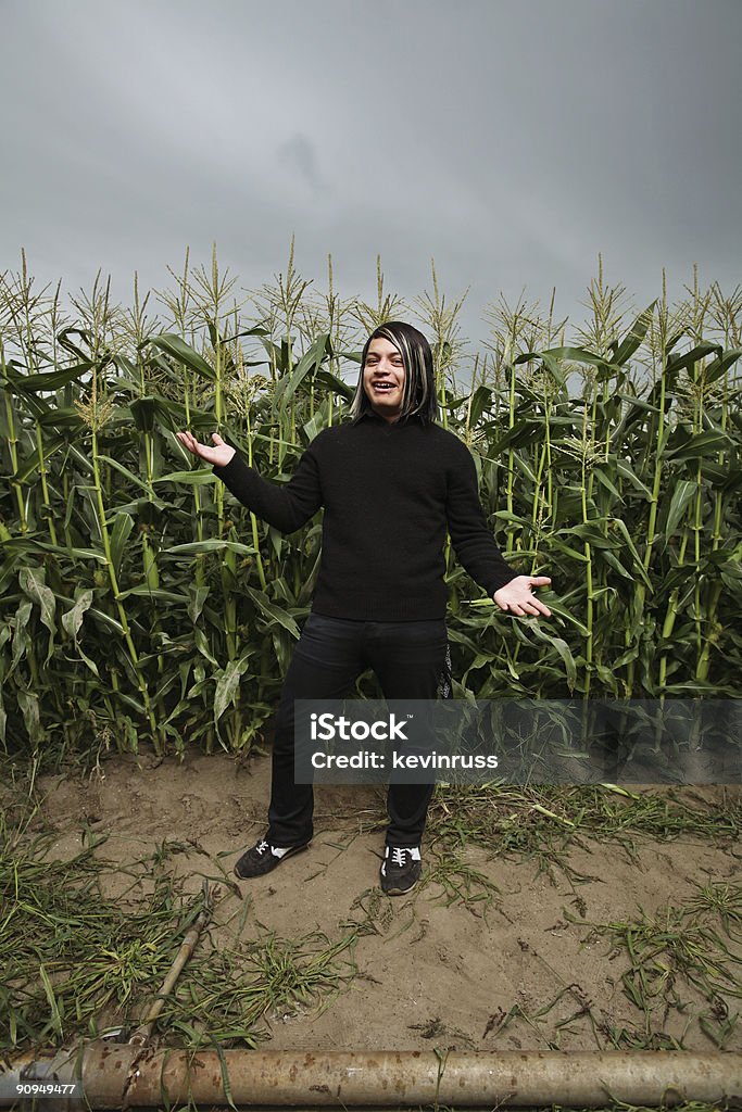 Punk angezogen Mann im Feld - Lizenzfrei Agrarbetrieb Stock-Foto