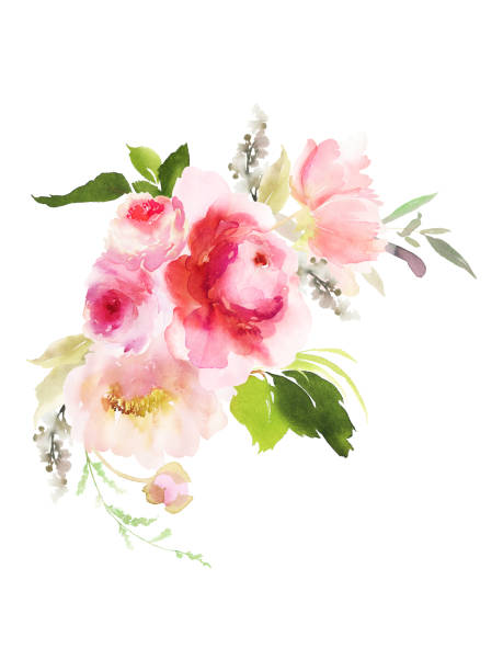 istock Greeting card with watercolor flowers handmade 909494822