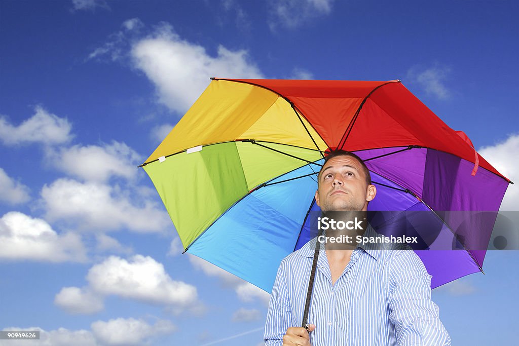 Uomo e ombrello - Foto stock royalty-free di Adulto