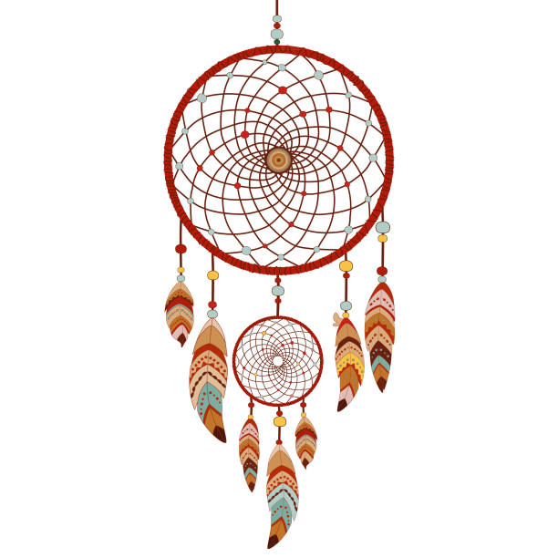 ilustrações de stock, clip art, desenhos animados e ícones de dreamcatcher isolated on white background - traditional culture asia indigenous culture india