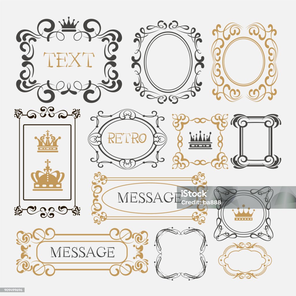 Old Time Frame Design Vintage Frame For Design Oldfashioned Elements Vector Set Stock ...