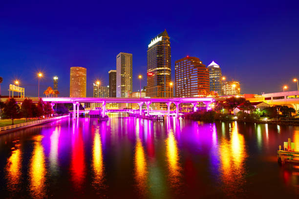 istock Florida Tampa skyline at sunset in US 909505480