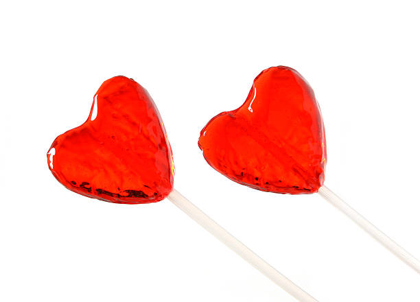 istock Two heart shaped lollipops for Valentine 90950555
