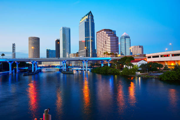 istock Florida Tampa skyline at sunset in US 909505772