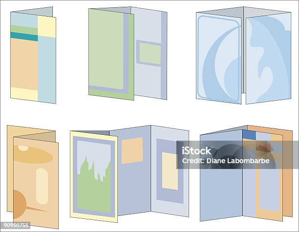 Six Different Folding Styles Multicolored Brochure Icons Stock Illustration - Download Image Now