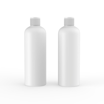 Empty glass water bottle template on white background