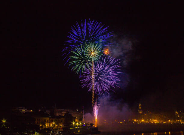 Fireworks in San Sebastian in Spain