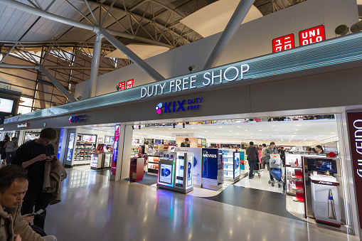 Osaka, Japan - December 18, 2017 : People at the Duty Free Shop at Kansai International Airport in Japan.