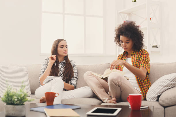 istock Two female friends learning at home 909516762