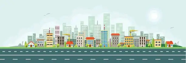 Vector illustration of City Houses Vector Banner