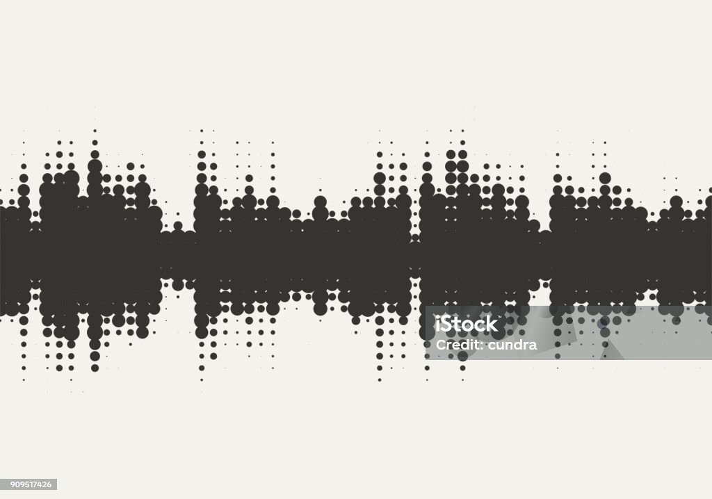 Diseño del vector medio tono de la onda acústica. Fondo de textura abstracta. - arte vectorial de Ondas de sonido libre de derechos