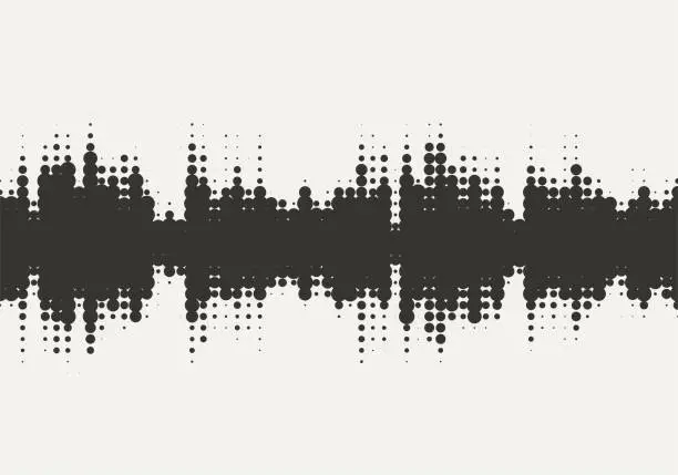 Vector illustration of Vector halftone sound wave design. Abstract texture background.