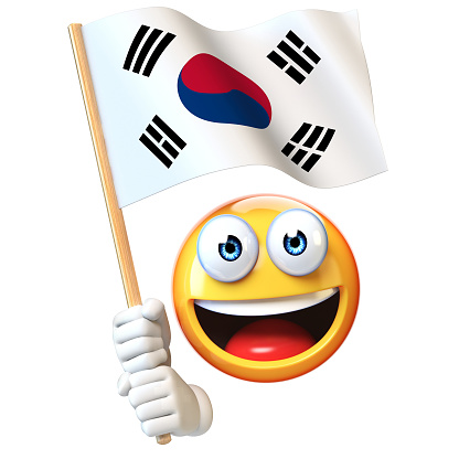 Emoji는 이모티콘 3D 렌더링 대한민국의 국기를 흔들며 대한민국 국기를 들고 0명에 대한 스톡 사진 및 기타 이미지 - 0명,  3차원 형태, 격려 - Istock