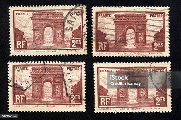 The Arc De Triomphe Stamps Ephemera Stock Photo - Download Image Now - Antique, Arc de Triomphe - Paris, Capital Cities