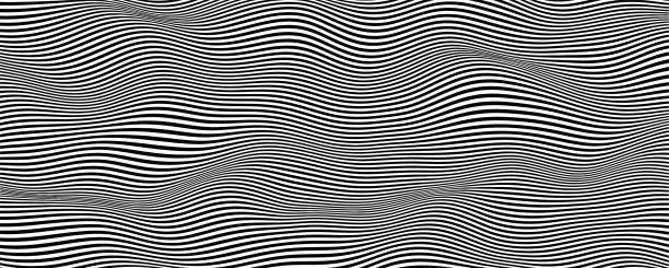 ilustrações de stock, clip art, desenhos animados e ícones de vector abstract decorative background with waving stripes - repetition striped pattern in a row