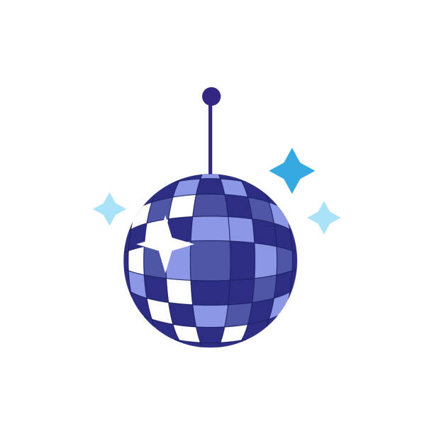 ilustrações de stock, clip art, desenhos animados e ícones de vector flat cartoon disco ball with stars - club suit