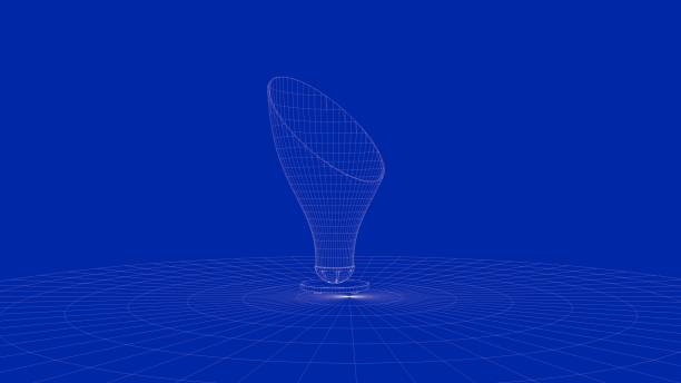 istock 3d rendering of an outline chair object 909534126