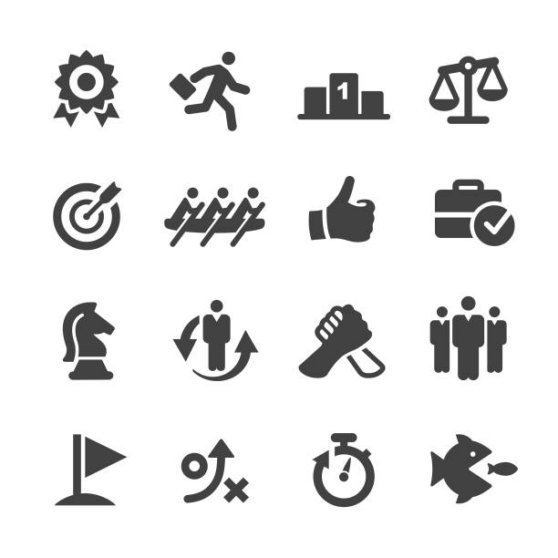 Business Competition Icons Set - Acme Series Business, Competition, success, strategy, target acquisition stock illustrations