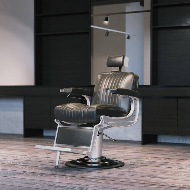 istock Modern barbershop interior with chair. 3d rendering 909547072