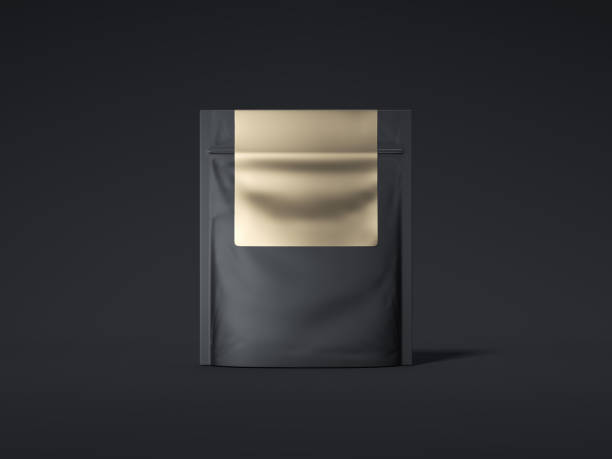 istock Black zipper bag with golden label. 3d rendering 909550146