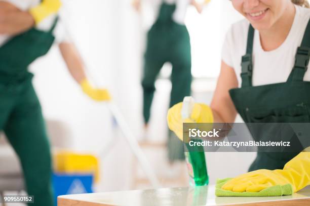 Closeup Of Smiling Charwoman Stock Photo - Download Image Now - Cleaning, Crew, Teamwork