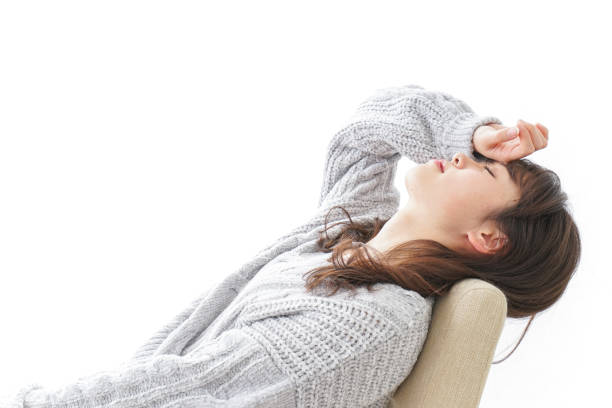 女性開発熱 - 不眠症 日本人 ストックフォトと画像