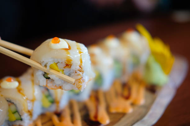 istock Sushi roll assortment ready to eat 909558746