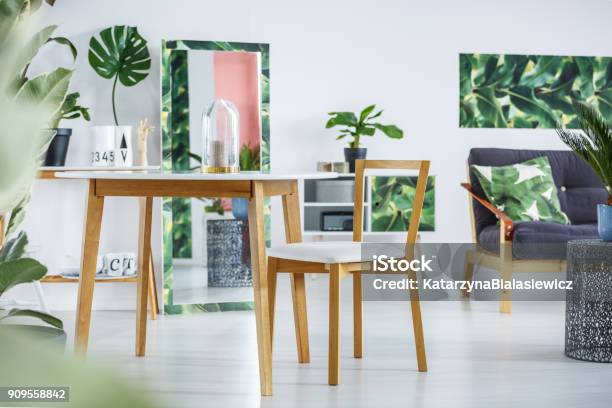 Floral Dining Room Interior Stock Photo - Download Image Now - Dining, Domestic Room, Home Decor