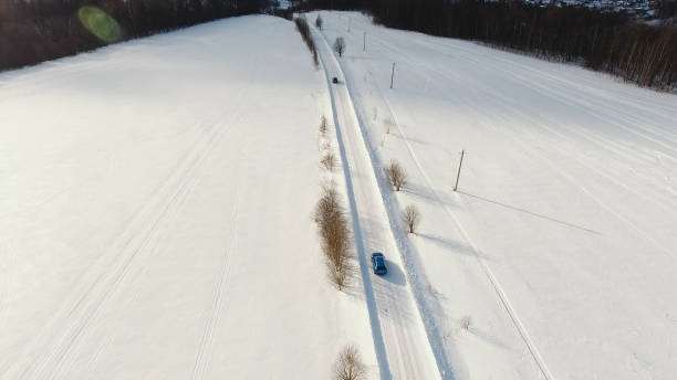 istock Car on winter road. Winter landscape 909561706