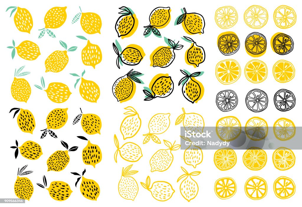 Lemon vector illustration Lemon illustration vector set isolated on white Lemon - Fruit stock vector