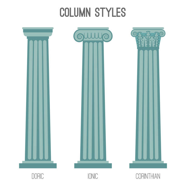 ilustrações, clipart, desenhos animados e ícones de conjunto de ilustrações coluna antiga alto estilos isolados dos desenhos animados - column greek culture roman architecture