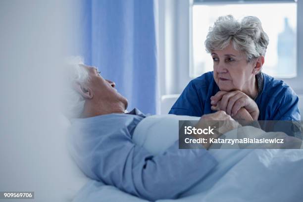 Senior Woman In The Hospital Stock Photo - Download Image Now - Hospice, Care, Death