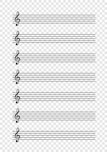 пустые ноты a4 на клетчатом фоне - music sheet music treble clef musical staff stock illustrations