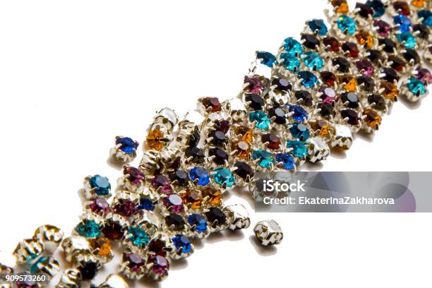 Small Rhinestones Isolated On White Stock Photo - Download Image