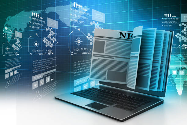 istock laptop screen showing latest online news 909578108