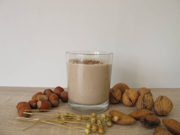 istock Homemade low carb protein shake with nut flour and flaxseeds 909578742